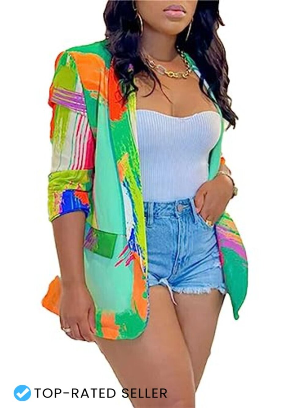 Women's Casual Blazer Jacket Polyester Slim Fit Open Front Work Office